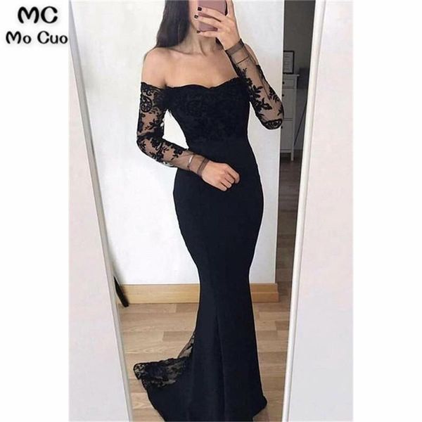 party dresses 2021 chic long sleeve mermaid evening with black appliques elastic satin off shoulder prom gown dress, White;black
party dresses 2021 chic long sleeve mermaid evening with black appliques elastic satin off shoulder prom gown dress, White;black