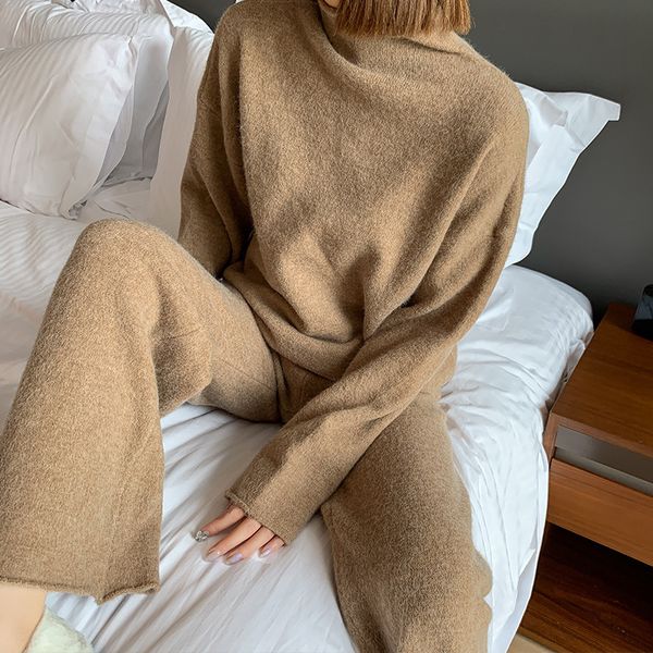 women's two piece pants thickened knitting sweater suit autumn winter loose turtleneck outer wear 2 piece sets k80s, White
women's two piece pants thickened knitting sweater suit autumn winter loose turtleneck outer wear 2 piece sets k80s, White