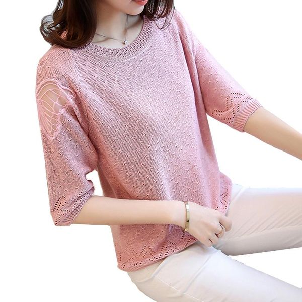 women's sweaters pullover women knitted sweater 2021 spring loose half sleeve o-neck hollow out lace patchwork casual jumpers ladies, White;black
women's sweaters pullover women knitted sweater 2021 spring loose half sleeve o-neck hollow out lace patchwork casual jumpers ladies, White;black