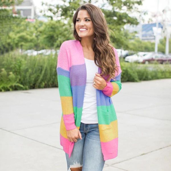 women's sweaters pattern suit-dress colour rainbow split joint cardigan sweater jacket women loose coat cross border, White;black
women's sweaters pattern suit-dress colour rainbow split joint cardigan sweater jacket women loose coat cross border, White;black