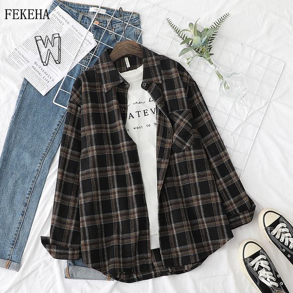 plaid shirts womens blouses and long sleeve female casual print shirts loose cotton checked lady outwear spring news, White
plaid shirts womens blouses and long sleeve female casual print shirts loose cotton checked lady outwear spring news, White