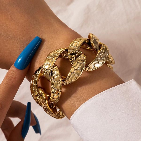 bangle gothic snake skin texture hollow bracelet thick cuban chunky link chain wristlet adjustable armband punk women party jewelry, Black
bangle gothic snake skin texture hollow bracelet thick cuban chunky link chain wristlet adjustable armband punk women party jewelry, Black