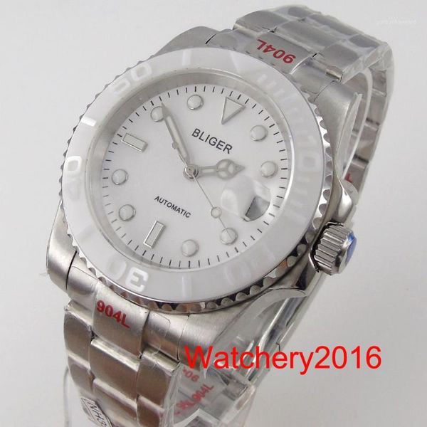 40mm white dial luminous marks men mechanical watch nh35a miyota 8215 movement brushed oyster strap adjustable clasp wristwatches, Slivery;brown
40mm white dial luminous marks men mechanical watch nh35a miyota 8215 movement brushed oyster strap adjustable clasp wristwatches, Slivery;brown