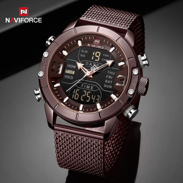 wristwatches naviforce watch men waterproof quartz sport wrist military style mens analog digital watches reloj hombre, Slivery;brown
wristwatches naviforce watch men waterproof quartz sport wrist military style mens analog digital watches reloj hombre, Slivery;brown