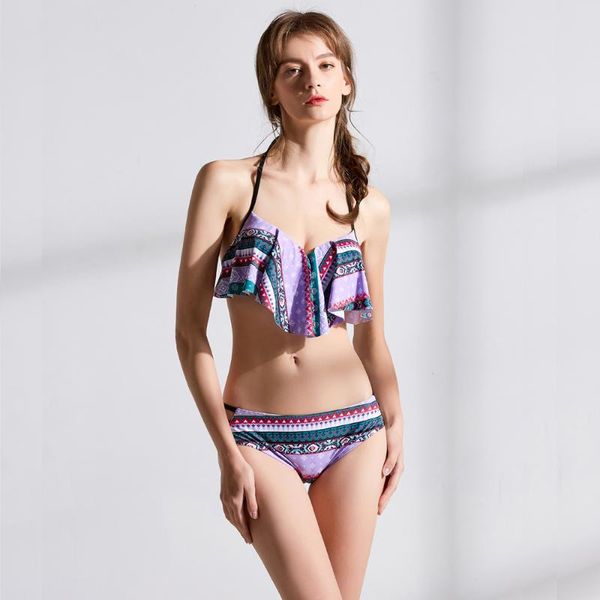 women's swimwear bikinis women 2021 floral print bikini halter swimsuit bathing suit cute set monokini underwire, White;black