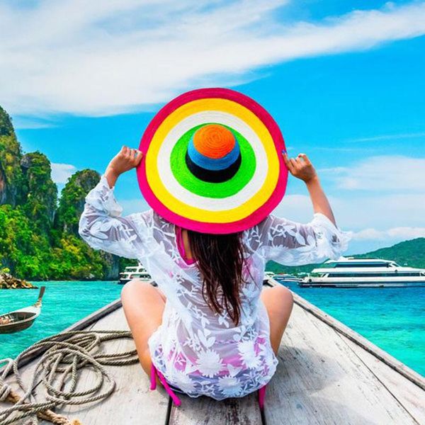 wide brim hats aaby 2021 ins rainbow stripe straw hat for women with oversize rim summer sun protection beach high quality, Blue;gray
wide brim hats aaby 2021 ins rainbow stripe straw hat for women with oversize rim summer sun protection beach high quality, Blue;gray