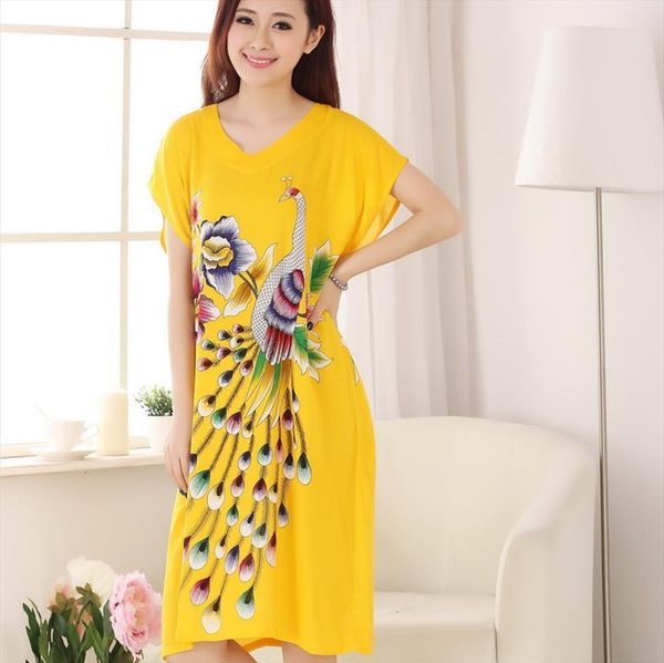 summer breathable v neck peacock womens sleepwears loose housedress home bathing robe nightwear long gown, Black;red
summer breathable v neck peacock womens sleepwears loose housedress home bathing robe nightwear long gown, Black;red