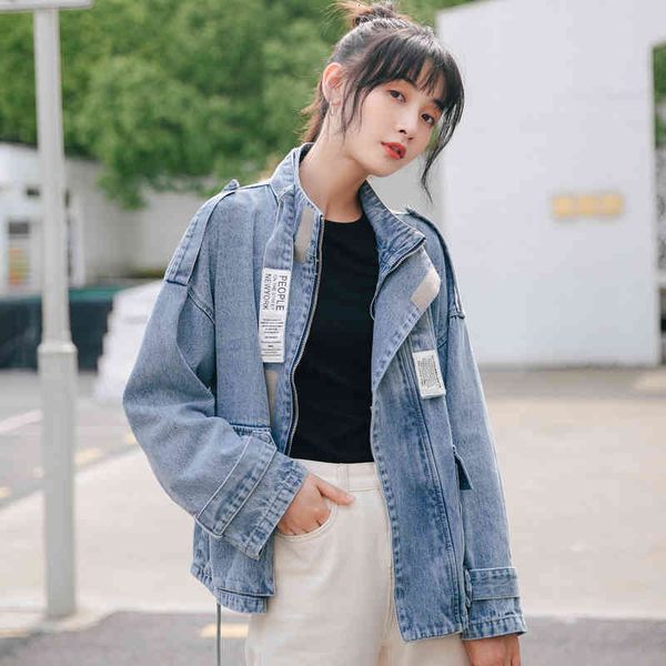 vintage casual korean style denim female plus size spring jacket outerwear d892, Black;brown
vintage casual korean style denim female plus size spring jacket outerwear d892, Black;brown