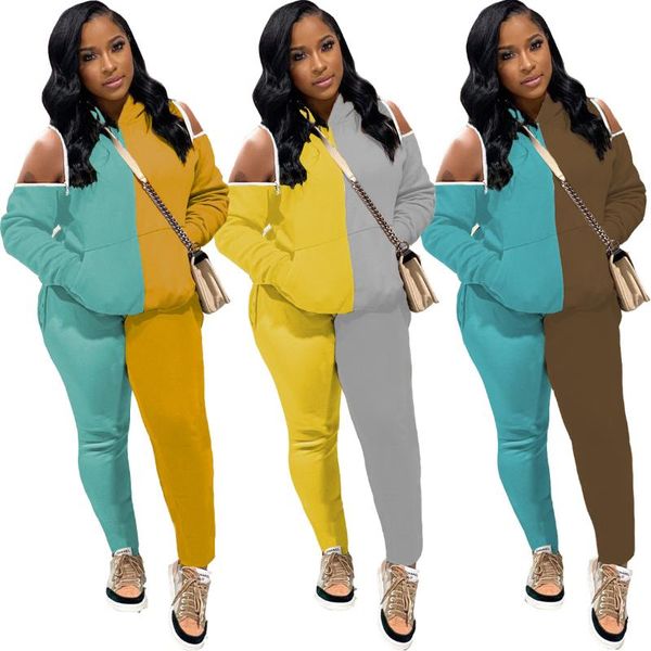 women's two piece pants 2021 autumn winter women tracksuit set hooded patchwork hollow out suit sportwear matching outfits, White
women's two piece pants 2021 autumn winter women tracksuit set hooded patchwork hollow out suit sportwear matching outfits, White