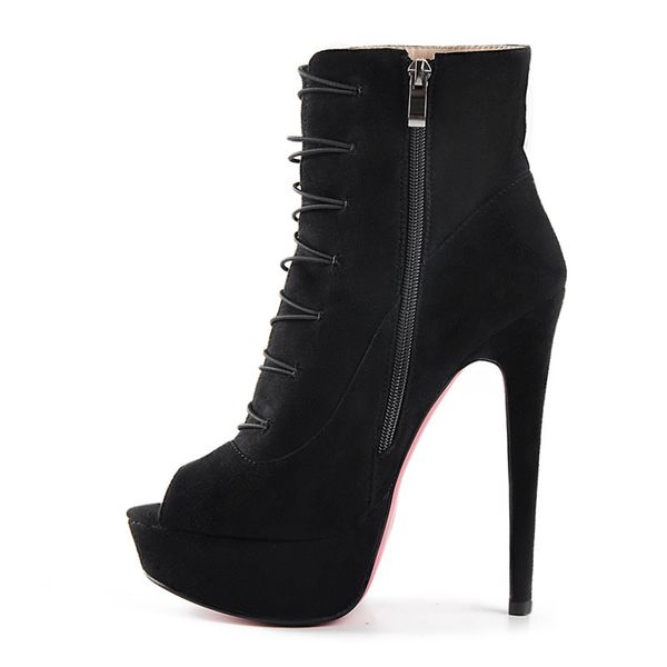 boots women's platform peep toe heeled bootie faux suede stiletto high heels lace up button side zipper flock ankle boots, Black
boots women's platform peep toe heeled bootie faux suede stiletto high heels lace up button side zipper flock ankle boots, Black