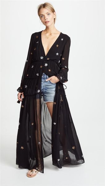casual dresses 2021 women's clothing long maxi dress bohemian v-neck front button down star embroidery holiday gown robes cotton, Black;gray
casual dresses 2021 women's clothing long maxi dress bohemian v-neck front button down star embroidery holiday gown robes cotton, Black;gray