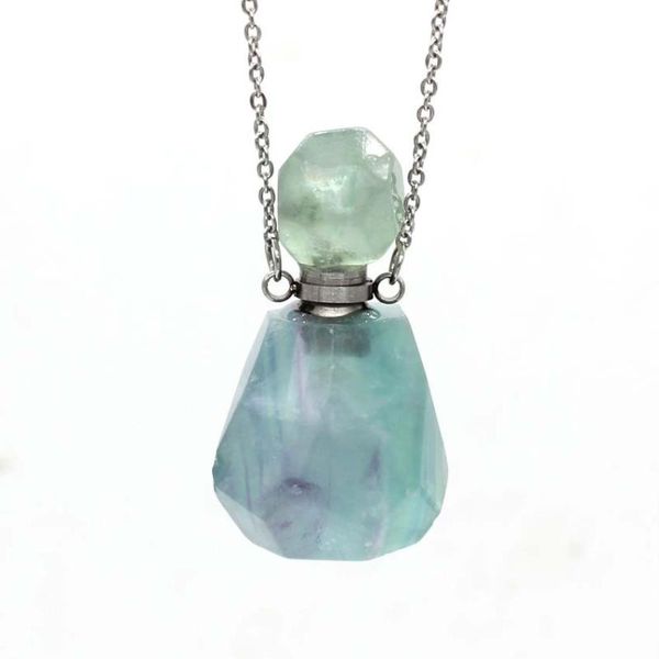 chains natural fluorite cut face stainless steel pendant perfume/refined oil bottle necklace women men accessory jewelry 35x18mm, Silver
chains natural fluorite cut face stainless steel pendant perfume/refined oil bottle necklace women men accessory jewelry 35x18mm, Silver