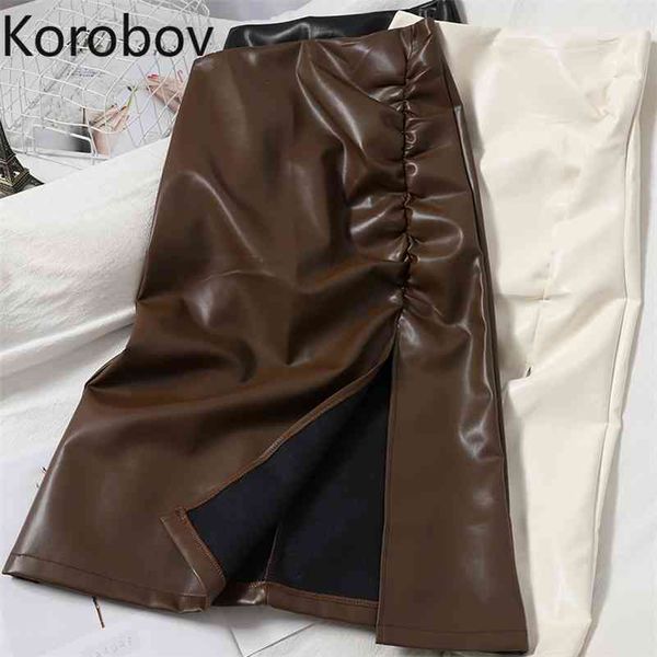 korobov korean elegant a-line skirts vintage high waist slim skirt preppy style fashion new autumn winter pu faldas mujer 210430, Black
korobov korean elegant a-line skirts vintage high waist slim skirt preppy style fashion new autumn winter pu faldas mujer 210430, Black