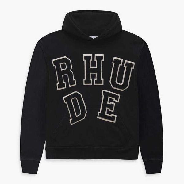 men's s rhude embroidered flocking letter high street hip hop loose trend terry hoodie men, Black
men's s rhude embroidered flocking letter high street hip hop loose trend terry hoodie men, Black
