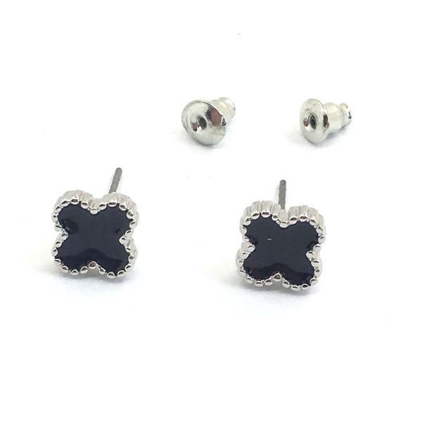 korean lucky clover fashionable simple versatile white k-plated earrings, Black
korean lucky clover fashionable simple versatile white k-plated earrings, Black