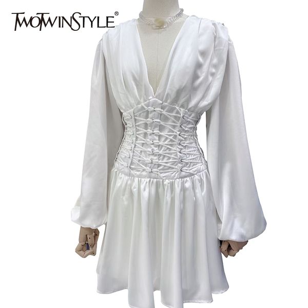 twotwinstyle cross bandage party dress for women v neck lantern sleeve high waist slim mini dresses female fashion 210517, Black;gray
twotwinstyle cross bandage party dress for women v neck lantern sleeve high waist slim mini dresses female fashion 210517, Black;gray