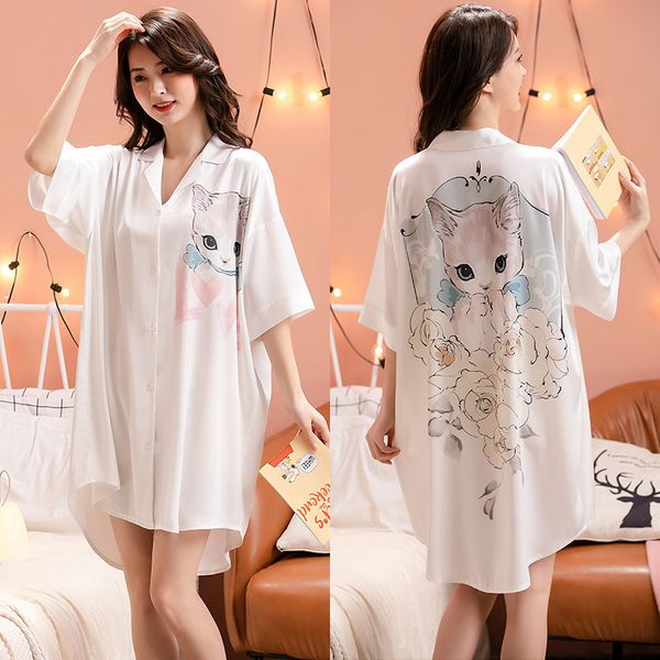 yaoting satin chiffon pajamas women's summer v-neck loose large edition shirt skirt printed cartoon nightdress collection, Black;red
yaoting satin chiffon pajamas women's summer v-neck loose large edition shirt skirt printed cartoon nightdress collection, Black;red
