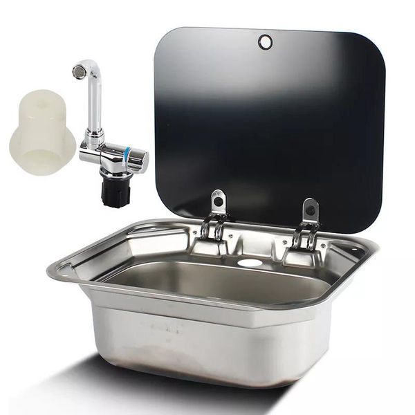 parts stainless steel hand wash basin sink with lid and folded faucet for rv caravan or boat camper car accessories
parts stainless steel hand wash basin sink with lid and folded faucet for rv caravan or boat camper car accessories
