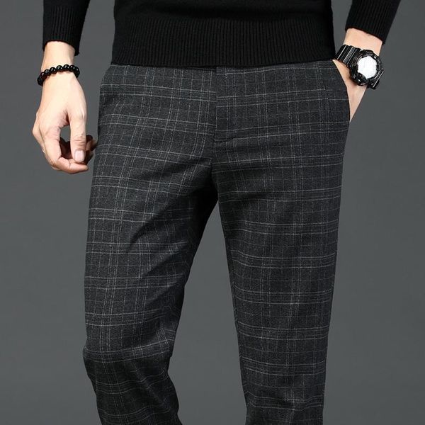men's pants 2021 casual plaid business slim fit dark grey classic style elastic trousers, Black
men's pants 2021 casual plaid business slim fit dark grey classic style elastic trousers, Black