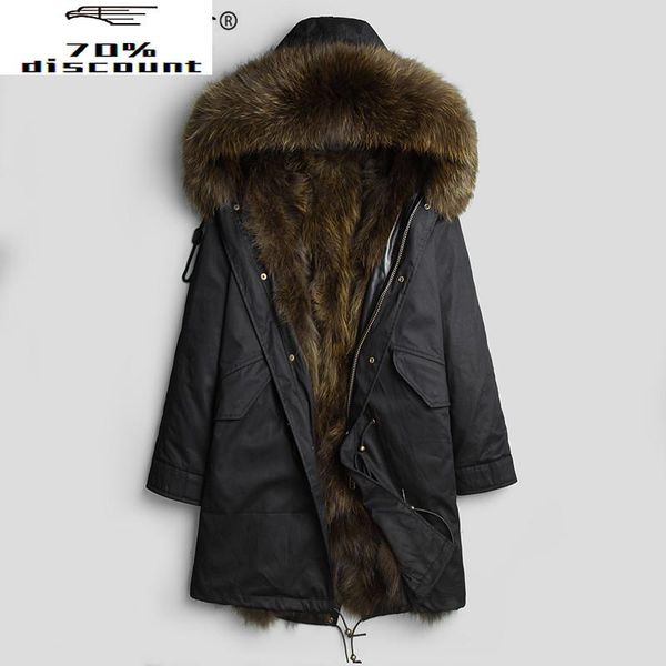 men's leather & faux winter jacket men parka real fur coat warm raccoon liner plus size long jackets overcoat parkas hombre dk2025, Black
men's leather & faux winter jacket men parka real fur coat warm raccoon liner plus size long jackets overcoat parkas hombre dk2025, Black