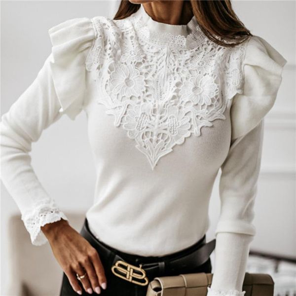 women's sweaters ruffles lace patchwork ladies sweater spring autumn fashion pullover solid long sleeves soft bottoming women, White;black
women's sweaters ruffles lace patchwork ladies sweater spring autumn fashion pullover solid long sleeves soft bottoming women, White;black