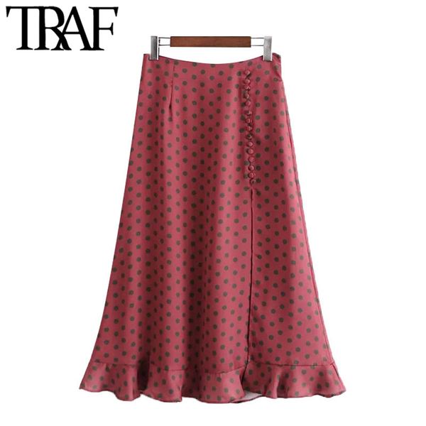 traf women chic fashion with buttons polka dot ruffle midi skirt vintage high waist back zipper female skirts mujer 210415, Black
traf women chic fashion with buttons polka dot ruffle midi skirt vintage high waist back zipper female skirts mujer 210415, Black