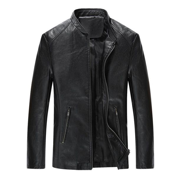 men's fur & faux 2021 slim leather jacket with zipper front and vertical collar imitation coat, Black
men's fur & faux 2021 slim leather jacket with zipper front and vertical collar imitation coat, Black