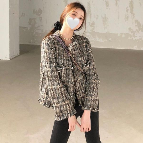 women's jackets celebrity tweed women 2021 autumn winter clothes fringed tassels pearls button loose coats female, Black;brown
women's jackets celebrity tweed women 2021 autumn winter clothes fringed tassels pearls button loose coats female, Black;brown