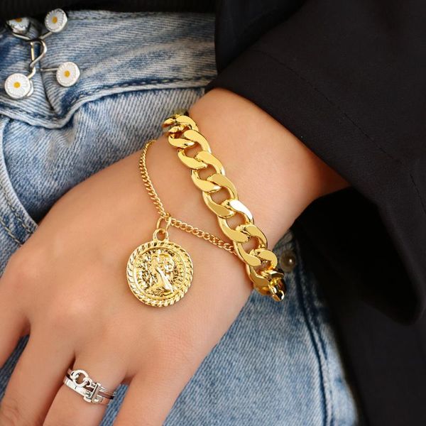 charm bracelets flashbuy vintage gold color portrait coin for women men metal cuban thick chain bracelet adjustable accessories, Golden;silver
charm bracelets flashbuy vintage gold color portrait coin for women men metal cuban thick chain bracelet adjustable accessories, Golden;silver