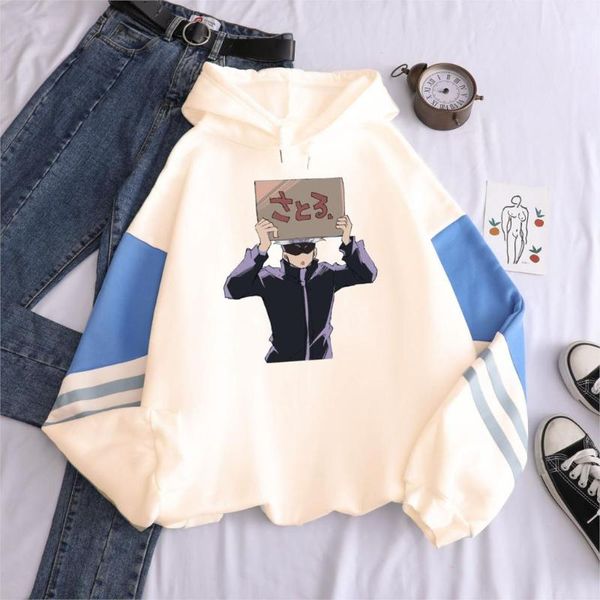 men's hoodies & sweatshirts anime cartoon jujutsu kaisen gojo satoru printed women sweatshirt pullovers sportswear oversized men clot, Black