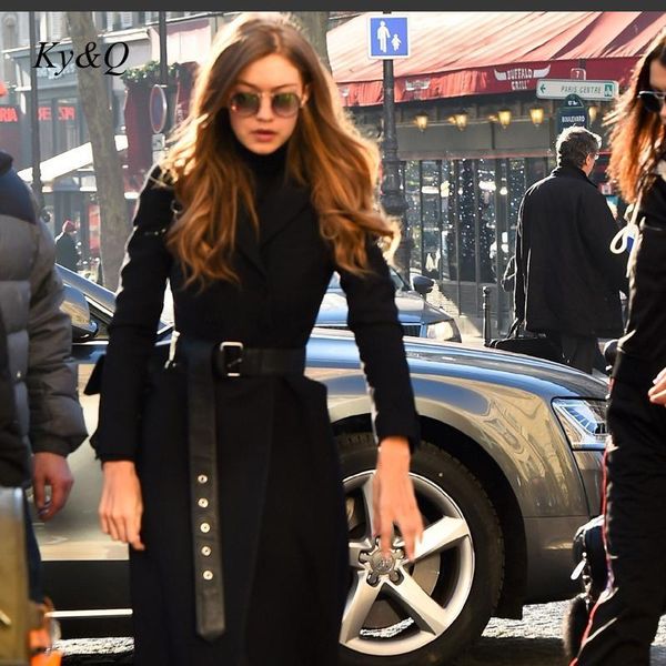 women's wool & blends classic double-faced cashmere winter overcoat 50% woolen double-breasted belt thick warm women slit long jacket c, Black
women's wool & blends classic double-faced cashmere winter overcoat 50% woolen double-breasted belt thick warm women slit long jacket c, Black
