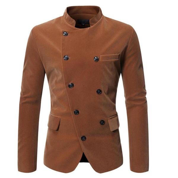 men's suits & blazers mens fashion solid color men stand collar double breasted coat office male long sleeve jacket blazer, White;black
men's suits & blazers mens fashion solid color men stand collar double breasted coat office male long sleeve jacket blazer, White;black