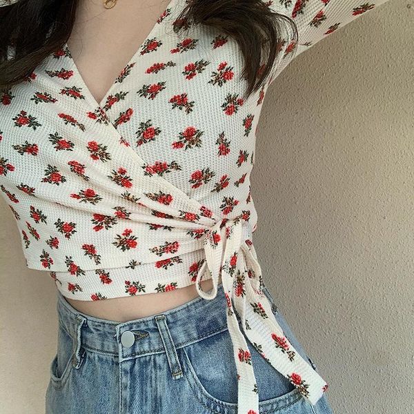 women's blouses & shirts small wrinkle chrysanthemum spring and summer women's wild printed floral v-neck thin knit lon, White
women's blouses & shirts small wrinkle chrysanthemum spring and summer women's wild printed floral v-neck thin knit lon, White