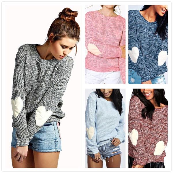 women's sweaters europe and america fashion solid color crew neck pullover knitting shirt street series heart elbow sweater, White;black
women's sweaters europe and america fashion solid color crew neck pullover knitting shirt street series heart elbow sweater, White;black