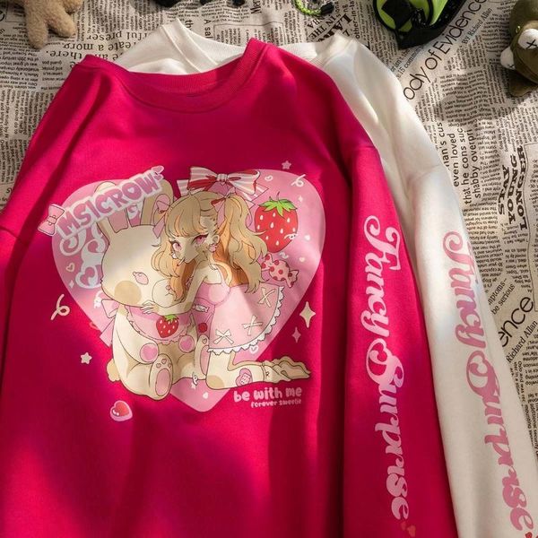 women's hoodies & sweatshirts rose red love girls anime print sweatshirt women japan fashion kawaii clothes for teens o-neck long sleev, Black
women's hoodies & sweatshirts rose red love girls anime print sweatshirt women japan fashion kawaii clothes for teens o-neck long sleev, Black