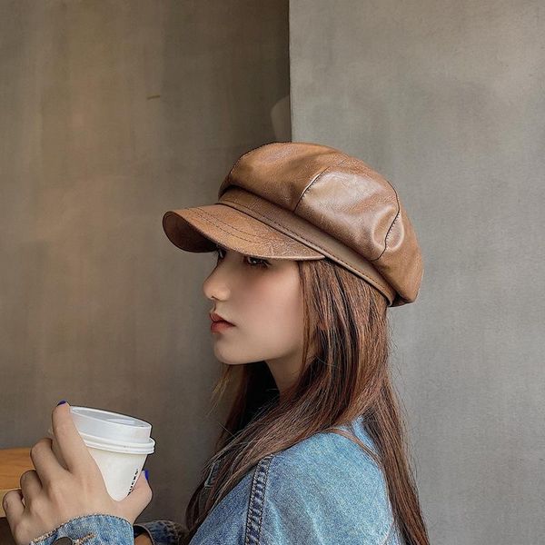 leather frosted texture octagonal hat for women autumn and winter korean japanese british retro sboy beret berets, Blue;gray
leather frosted texture octagonal hat for women autumn and winter korean japanese british retro sboy beret berets, Blue;gray