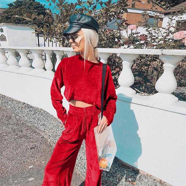 women's two piece pants women sets long sleeve velvet solid color crop high waist ankle-length trousers 2021 fall fashion clothes whole, White
women's two piece pants women sets long sleeve velvet solid color crop high waist ankle-length trousers 2021 fall fashion clothes whole, White