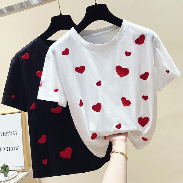 women's t-shirt verhellen women love embroidery cotton sweet white t shirt 2021 summer short sleeve black tee femme
women's t-shirt verhellen women love embroidery cotton sweet white t shirt 2021 summer short sleeve black tee femme