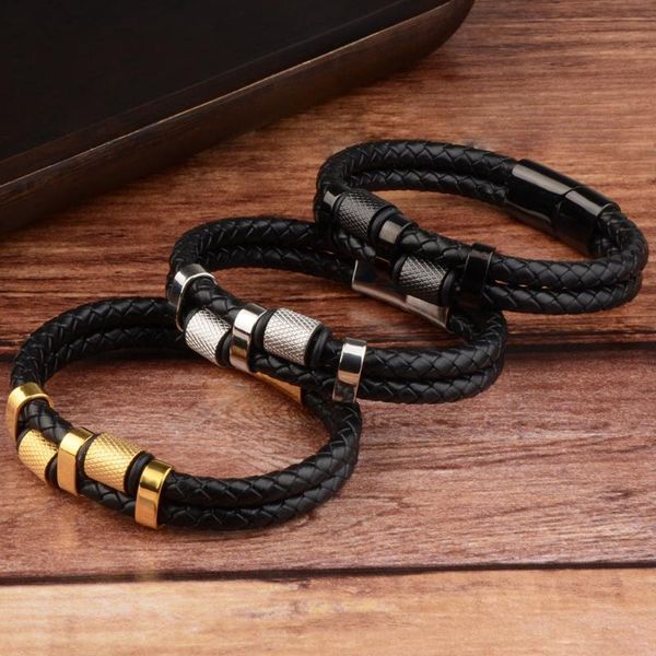 charm bracelets genuine leather bracelet for men with gold sliver stainless steel magnet clasp braid 2 layers chain viking male jewelry, Golden;silver
charm bracelets genuine leather bracelet for men with gold sliver stainless steel magnet clasp braid 2 layers chain viking male jewelry, Golden;silver
