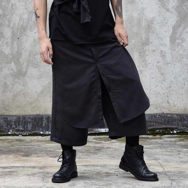 men's nine split pants spring/summer yamamoto black japan loose skirt false two low crotch men wide leg trend 
men's nine split pants spring/summer yamamoto black japan loose skirt false two low crotch men wide leg trend