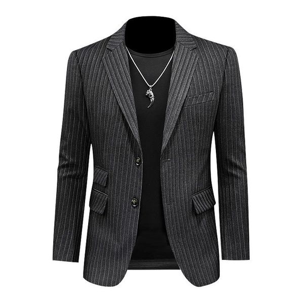 men's suits & blazers 2021 spring stripe gray blazer men slim casual man wedding business party clothing dress coats, White;black
men's suits & blazers 2021 spring stripe gray blazer men slim casual man wedding business party clothing dress coats, White;black