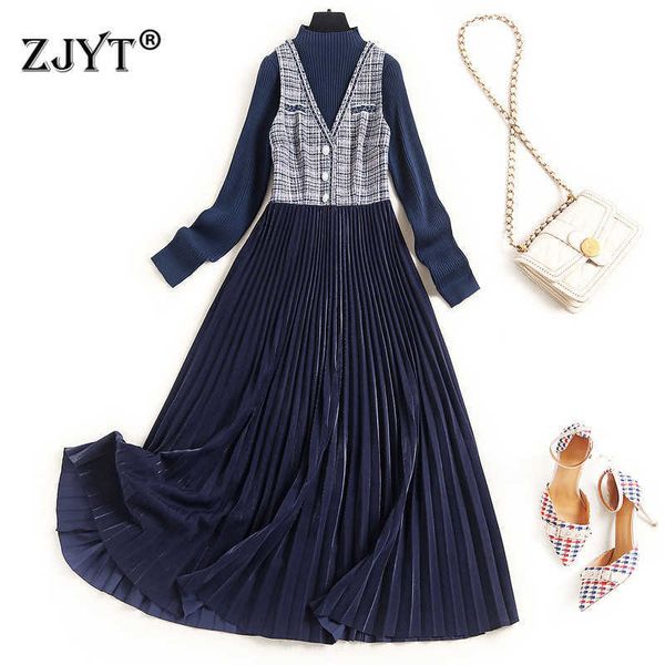 autumn winter clothes women long sleeve pullover sweater and plaid patchwork pleated dress elegant vintage vestidos office party 210601, Black;gray
autumn winter clothes women long sleeve pullover sweater and plaid patchwork pleated dress elegant vintage vestidos office party 210601, Black;gray