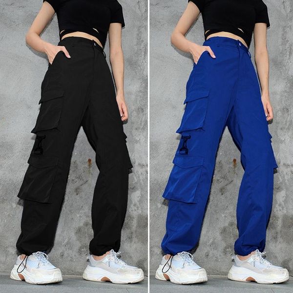 retro high waist big pocket overalls loose cargo pants women's hip-hop street trousers & capris, Black;white
retro high waist big pocket overalls loose cargo pants women's hip-hop street trousers & capris, Black;white