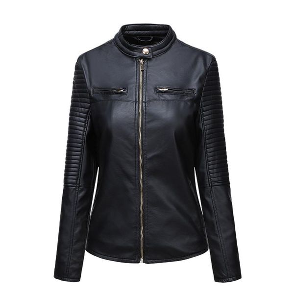 women's leather & faux jacket women casual pu motorcycle jackets female streetwear coat american style chic spring, Black
women's leather & faux jacket women casual pu motorcycle jackets female streetwear coat american style chic spring, Black