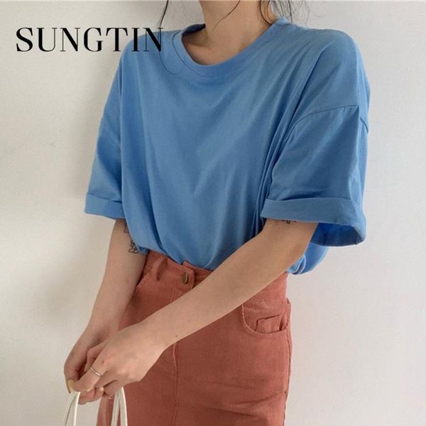 women's t-shirt sungtin oversized t shirt for women 6 colors short casual solid loose split korean chic black summer female 2021, White
women's t-shirt sungtin oversized t shirt for women 6 colors short casual solid loose split korean chic black summer female 2021, White