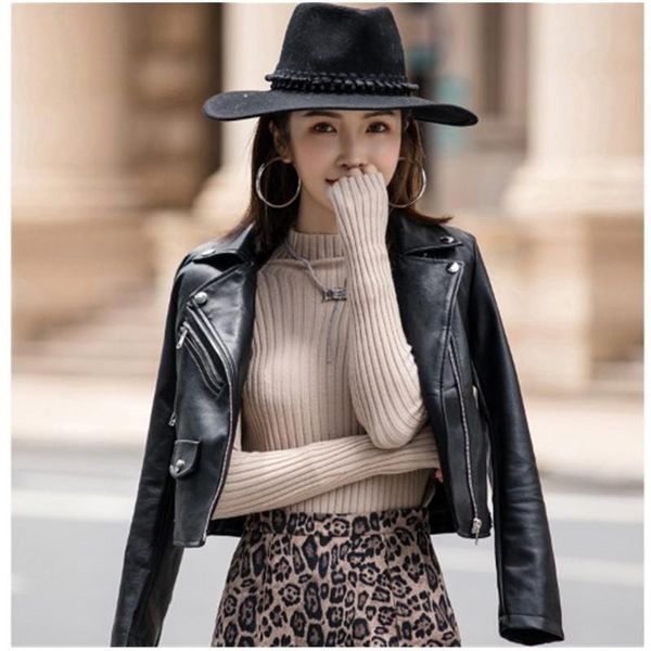 women's leather & faux 2021 womens autumn winter pu jacket fried street high-end sense of all-match short slim locomotive coat cool zip, Black
women's leather & faux 2021 womens autumn winter pu jacket fried street high-end sense of all-match short slim locomotive coat cool zip, Black