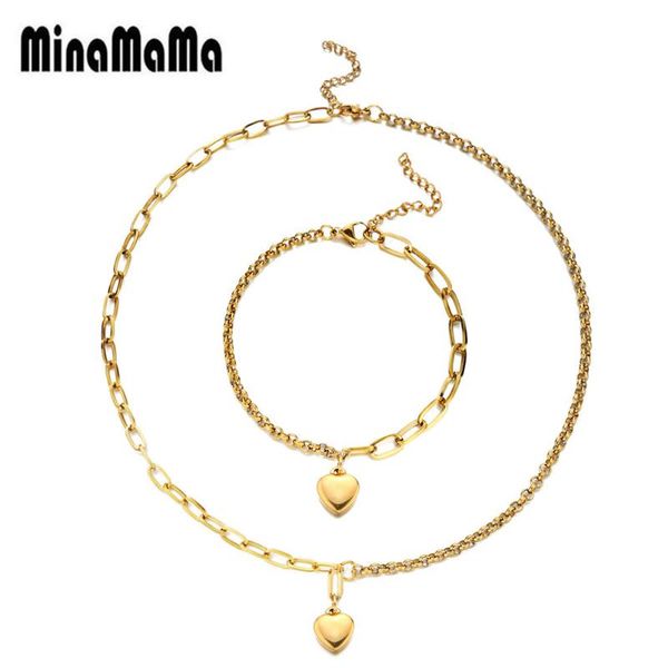 earrings & necklace fashion stainless steel paperclip chain heart jewelry sets for women charm valentine's day gift bracelet, Silver
earrings & necklace fashion stainless steel paperclip chain heart jewelry sets for women charm valentine's day gift bracelet, Silver