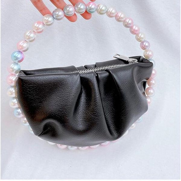 evening bags pearl circular handle bag women elegant designer diamonds round red clutch purse ladies chic handbag party