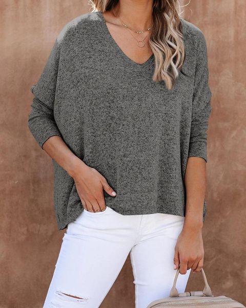 women's t-shirt 2021 autumn winter women soft long sleeve v-neck loose casual pullover vintage streetwear urban leisure, White
women's t-shirt 2021 autumn winter women soft long sleeve v-neck loose casual pullover vintage streetwear urban leisure, White