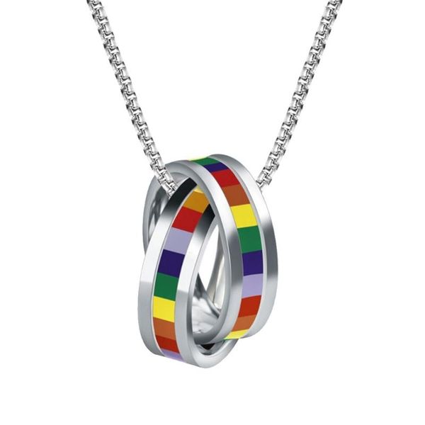 love pride gay lesbian flag pendant rainbow double rings lovers necklack b36d necklaces, Silver
love pride gay lesbian flag pendant rainbow double rings lovers necklack b36d necklaces, Silver